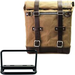 Unitgarage / ユニットガレージ Canvas Side Pannier Scram 22L-30L + Subframe Royal Enfield, Beige/Brown | U201+3800-Beige-Brown