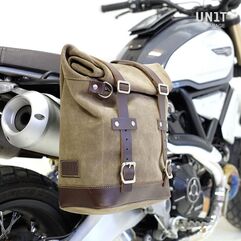 Unitgarage / ユニットガレージ Waxed suede side pannier Scram 22L-30L + Right Subframe Ducati Scrambler 1100, MossGrey | U202+1010DX-MossGrey