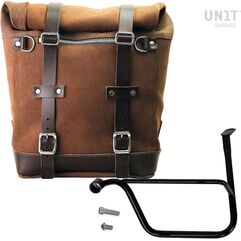 Unitgarage / ユニットガレージ Waxed suede side pannier Scram 22L-30L + Left Subframe Triumph Thruxton & Thruxton R 1200 (2016 until now), ColoradoBrown | U202+1020SX-ColoradoBrown