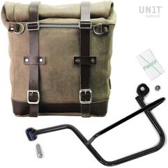 Unitgarage / ユニットガレージ Waxed suede side pannier Scram 22L-30L + Left Subframe Guzzi V7, MossGrey | U202+2213SX-MossGrey