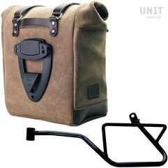 Unitgarage / ユニットガレージ Waxed suede side pannier Scram 22L-30L + Left Subframe Guzzi V7_850, MossGrey | U202+2216SX-MossGrey