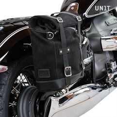 Unitgarage / ユニットガレージ Waxed suede Side Pannier + R18 frame for Fishtail exhaust, JetBlack | U202+3401-JetBlack