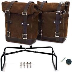Unitgarage / ユニットガレージ Two Waxed suede Side Panniers + Double Subframe NineT, ColoradoBrown | 2xU002+1626+A2-ColoradoBrown