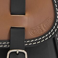 Ends Cuoio / エンズクオイオ バッグ 2018-new Slim（スリム） ヘリテージ & デラックス タンクバッグ - バイカラーレザー (ブラック | デザートタン) - ホワイトステッチ | SERBSL18.BIC.CTBI