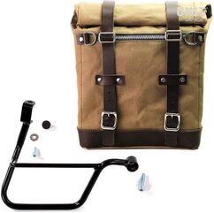 Unitgarage / ユニットガレージ Canvas Side Pannier Scram 22L-30L + Right Subframe Triumph T100 (2017 until now), Beige/Brown | U201+1011DX-Beige-Brown