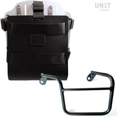 Unitgarage / ユニットガレージ Carrying system in aluminum with adjustable leather front, Quick Release System and frame, Black/Silver | U085+U000+2600SX-Black-Silver