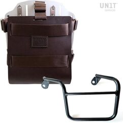 Unitgarage / ユニットガレージ Carrying system in aluminum with adjustable leather front, Quick Release System and frame, Brown/Silver | U085+U000+2600SX-Brown-Silver