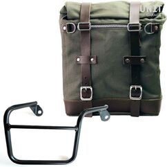 Unitgarage / ユニットガレージ Canvas Side Pannier Scram 22L-30L + Right Subframe Mash, Green/Brown | U201+2600DX-Green-Brown