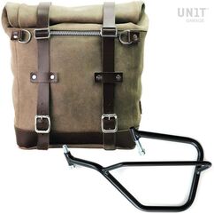 Unitgarage / ユニットガレージ Waxed suede side pannier Scram 22L-30L + Left Subframe Yamaha, MossGrey | U202+2504SX-MossGrey