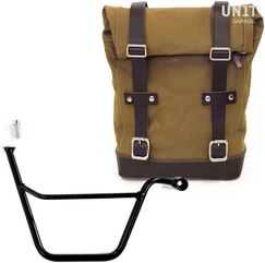 Unitgarage / ユニットガレージ Side Pannier Canvas + Right Subframe Triumph T100 Bonneville (2001-2016), Beige/Brown | U001+1005DX_Beige-Brown