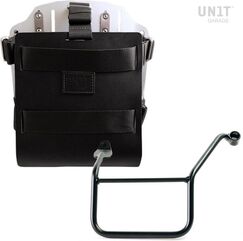 Unitgarage / ユニットガレージ Carrying system in aluminum with adjustable leather front, Quick Release System and frame, Black/Silver | U085+U000+3208SX-Black-Silver