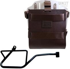 Unitgarage / ユニットガレージ Carrying system in aluminum with adjustable leather front, Quick Release System and frame, Brown/Silver | U085+U000+2216DX-Brown-Silver