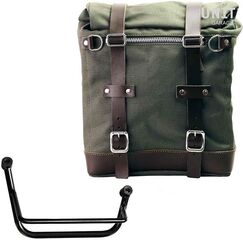 Unitgarage / ユニットガレージ Canvas Side Pannier Scram 22L-30L + Right Subframe Guzzi V85 TT, Green/Brown | U201+2251DX-Green-Brown