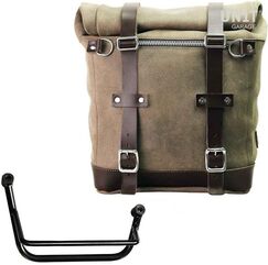 Unitgarage / ユニットガレージ Waxed suede side pannier Scram 22L-30L + Right Subframe Guzzi V85 TT, MossGrey | U202+2251DX-MossGrey