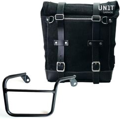 Unitgarage / ユニットガレージ Waxed suede side pannier Scram 22L-30L + Right Subframe Mash, JetBlack | U202+2600DX-JetBlack