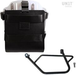 Unitgarage / ユニットガレージ Carrying system in aluminum with adjustable leather front, Quick Release System and frame, Black/Silver | U085+U000+1021SX-Black-Silver