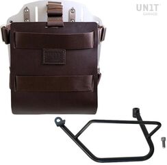 Unitgarage / ユニットガレージ Carrying system in aluminum with adjustable leather front, Quick Release System and frame, Brown/Silver | U085+U000+1021SX-Brown-Silver