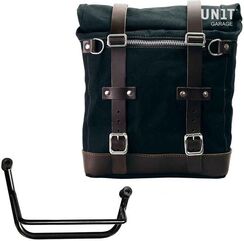 Unitgarage / ユニットガレージ Canvas Side Pannier Scram 22L-30L + Right Subframe Guzzi V85 TT, Black/Brown | U201+2251DX-Black-Brown