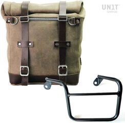 Unitgarage / ユニットガレージ Waxed suede side pannier Scram 22L-30L + Left Subframe Mash, MossGrey | U202+2600SX-MossGrey