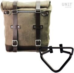 Unitgarage / ユニットガレージ Waxed suede side pannier Scram 22L-30L + Left Subframe husqvarna 401 (2020 until now), MossGrey | U202+3003SX-MossGrey