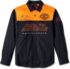 Harley-Davidson Shirt-Woven, Colorblock-Design-Harley Orange | 96077-24VM