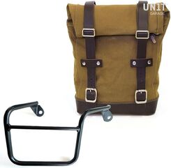 Unitgarage / ユニットガレージ Side Pannier Canvas + Right Subframe Mash, Beige/Brown | U001+2600DX-Beige-Brown