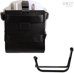 Unitgarage / ユニットガレージ Carrying system in aluminum with adjustable leather front, Quick Release System and frame, Black/Silver | U085+U000+2251SX-Black-Silver