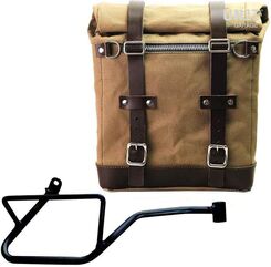 Unitgarage / ユニットガレージ Canvas Side Pannier Scram 22L-30L + Right Subframe Guzzi V7_850, Beige/Brown | U201+2216DX-Beige-Brown