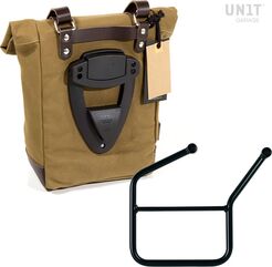 Unitgarage / ユニットガレージ Side Pannier Canvas + Left Subframe HUSQVARNA, Beige/Brown | U001+3007SX-Beige-Brown