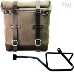 Unitgarage / ユニットガレージ Waxed suede side pannier Scram 22L-30L + Left Subframe Guzzi V7_850, MossGrey | U202+2216SX-MossGrey