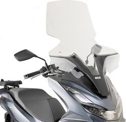 GIVI / ジビ High Windscreen 1190DT for Honda PCX 125 21-, color clear, dim. HxW 89x67 cm, to be installed with the specific D1190KIT fitting kit (not included) | 1190DT