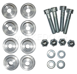 Kedo footpeg Mount Bushings, Complete Set, Massive Aluminum, Replacement for Rubber Bushings # 27114 and # 27115 Bracket (Frame) | 30039