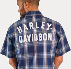 Harley-Davidson Men'S Staple Poplin Shirt, Blue Plaid | 96163-23VM