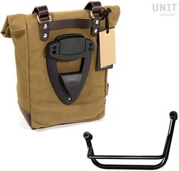 Unitgarage / ユニットガレージ Side Pannier Canvas + Left Subframe Guzzi V85 TT, Beige/Brown | U001+2251SX-Beige-Brown