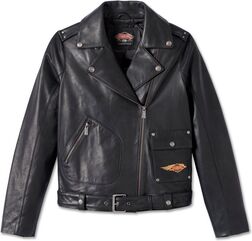 Harley-Davidson 120Th Anniversary D-Pocket Biker Leather Jacket For Women, Black | 97037-23VW