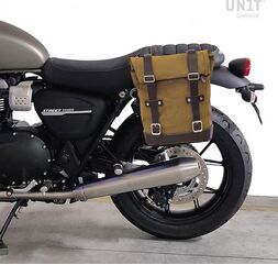 Unitgarage / ユニットガレージ Side Pannier Canvas + Left Subframe Triumph Street Twin 900 (2016 until now), Beige/Brown | U001+1017SX-Beige-Brown