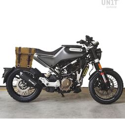 Unitgarage / ユニットガレージ Side Pannier Canvas + Right Subframe husqvarna 401 (2020 until now), Beige/Brown | U001+3004DX-Beige-Brown