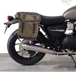 Unitgarage / ユニットガレージ Waxed Suede Side Pannier + Right Subframe Triumph Street Twin 900 (2016 until now), MossGrey | U002+1017DX-MossGrey