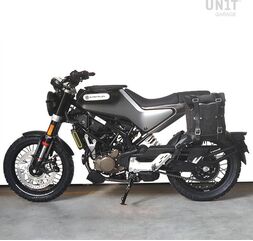 Unitgarage / ユニットガレージ Waxed suede side pannier Scram 22L-30L + Left Subframe husqvarna 401 (2020 until now), JetBlack | U202+3003SX-JetBlack