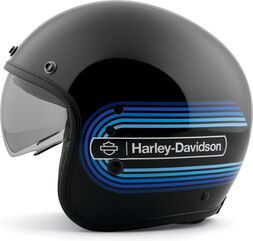 Harley-Davidson Retro Tank Stripe Ii サン・シールド X14 3/4 ヘルメット, Gloss black | 97143-23EX