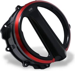 CNC Racing / シーエヌシーレーシング Clear clutch cover - cable control - Bicolor, Black/Red | CA301BR