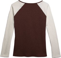 Harley-Davidson Silver Wing Font Graphic Notch Neck Colorblock Waffle Knit Top For Women, Colorblock Design/Cabernet | 96243-22VW