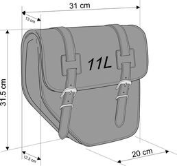 CustomAcces / カスタムアクセス Ibiza Leather Saddlebag With Right Side Metal Base + Right Side Universal Support, Black | APS015N