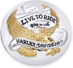 ハーレーダビッドソン ブレーキキャリパートリムディスク 44mm径/ゴールド/Live to Rideロゴ 4個入り | 99663-92T