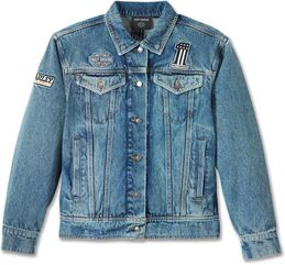 Harley-Davidson Women'S Powerslide Oversized Denim Jacket, Medium Indigo | 96288-24VW