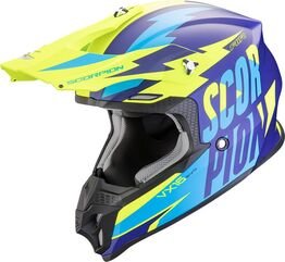 スコーピオン オフロードヘルメット VX 16 エボ エア スランター マットブルー-ネオンイエロー | 146-431-220