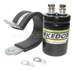 Kedo Battery Eliminator (12V) incl mounting material and clamp, Ø 37mm x 52mm | 33070