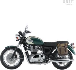Unitgarage / ユニットガレージ Waxed Suede Side Pannier + Left Subframe Triumph Bonneville T100 (2001-2016), MossGrey | U002+1005SX-MossGrey