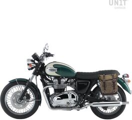 Unitgarage / ユニットガレージ Waxed suede side pannier Scram 22L-30L + Left Subframe Triumph Bonneville T100 (2001-2016), MossGrey | U202+1005SX-MossGrey