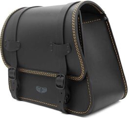 Ends Cuoio / エンズクオイオ バッグ Rev Sporty（Revスポーティー） 左側 - ブラックレザー - オークル（黄土色）ステッチ | REVSPO.N.CTOC.SX